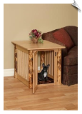 Handcrafted Log Style Dog Crate - End Table